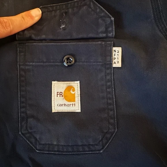 Carhartt & Lapco Men's FR Navy Work Shirts: 2 Medium - Picture 9 of 13